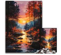 Jigsaw Puzzles 1000 Pieces for Adults Autumn Forest Sunset Painting Landscape Challenging Puzzles for Home Decor Brain Training 1000 PCS(38x26cm)