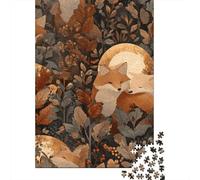 Jigsaw Puzzles 1000 Pieces for Adults Autumn Foxes Moonlit Night Adult Jigsaw Relax Games Difficult Challenge Help The Brain Exercise 38x26cm/1000pcs