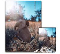 Jigsaw Puzzles 1000 Pieces for Adults Baby Elephant on SwingChallenging Puzzles Relaxing Entertainment Home Decor 1000 PCS(38x26cm)