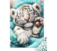 Jigsaw Puzzles 1000 Pieces for Adults Baby White Tiger Cub Adult Jigsaw Relax Games Difficult Challenge Help The Brain Exercise 38x26cm/1000pcs