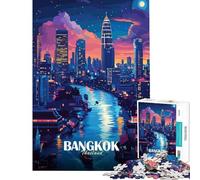 Jigsaw Puzzles 1000 Pieces for Adults Bangkok Thailand Cityscape at Night Family Games Brain Intelligence Challenge Addictive Toys Great Gifts For Family Fun (size 38x26cm)