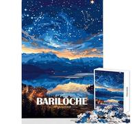 Jigsaw Puzzles 1000 Pieces for Adults Bariloche Argentina Nightscape Travel Poster Educational Toy Great Gifts And Toys Practical Game with Matching Poster And Trivia Sheet Size 38x26cm