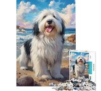 Jigsaw Puzzles 1000 Pieces for Adults Beachside Canine Joy Toy Intellectual Game Practical Game Pattern Assembly Birthday Gifts (size 38x26cm)