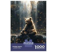 Jigsaw Puzzles 1000 Pieces for Adults Bear Meditating Waterfall Jigsaws for Adults Fun Games Stress Reliever Help The Brain Exercise 52x38cm/1000pcs