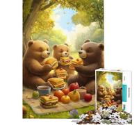 Jigsaw Puzzles 1000 Pieces for Adults Bears Picnic Adult Jigsaw Relaxing Games Difficult Challenge Stress Reduction Gifts (Size 38x52cm)