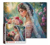 Jigsaw Puzzles 1000 Pieces for Adults-Beautiful Bride Hardboard Puzzle-Challenging Puzzle Perfect for Game Nights-DIY Home Wall Decor-Art Puzzles-Bride in Wedding Dress Art 27" x 20"