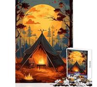Jigsaw Puzzles 1000 Pieces for Adults Beautiful Camping Night Anti-Stress Toys Gift For Birthdays Impossible Game with Matching Poster And Trivia Sheet Size 38x26cm