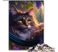 Jigsaw Puzzles 1000 Pieces for Adults Beautiful Maine Coon Cat Made of Wood, Fun at Home Activities, Birthday Present, Travel Gifts 50x75cm for Family Interactive Game
