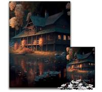 Jigsaw Puzzles 1000 Pieces for Adults Beautiful Riverside Cabin Challenging Puzzles Educational Brain Teaser Artistic Home & Office Decor + Age 1000 PCS(38x26cm)