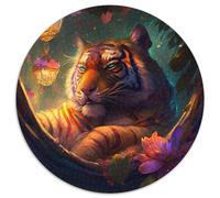 Jigsaw Puzzles 1000 Pieces for Adults Beautiful Tiger 1000 Piece Round Jigsaw Skill Level Beginner, Great for Birthday 67.5x67.5cm