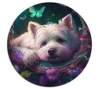 Jigsaw Puzzles 1000 Pieces for Adults Beautiful West Highland Terrier 1000 Piece Round Jigsaw Ideal DIY Decor & Brain Teaser Gift 67.5x67.5cm