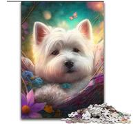 Jigsaw Puzzles 1000 Pieces for Adults Beautiful West Highland Terrier Made of Wood, Fun Present & Activity for Home 50x75cm Birthday Party for Men Women