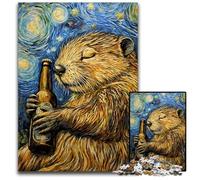 Jigsaw Puzzles 1000 Pieces for Adults Beaver Beer in Starry Night Challenging Puzzles Erfect for Home Decor Birthdays Holidays And Gifts 1000 PCS(38x26cm)