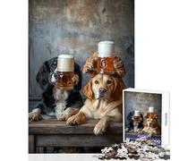 Jigsaw Puzzles 1000 Pieces for Adults Beer Buddies Canine Cheers Educational Games Difficult Challenge Toy Wall Decor for Birthday, Chrismas (50x75cm)