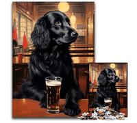 Jigsaw Puzzles 1000 Pieces for Adults Beer Flat Coated Retriever Paper Puzzles Challenging Brain Teaser Family Activity Home Decor 1000 PCS(38x26cm)