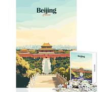 Jigsaw Puzzles 1000 Pieces for Adults Beijing, China Travel Poster Adult Jigsaw Puzzles Precision Cutting Challenging To Complete Toy Intellectual Game (38x26cm)