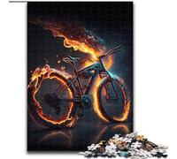 Jigsaw Puzzles 1000 Pieces for Adults Bicycles with Fire Made of Wood, for Ages 14+ 50x75cm Challenging & Entertaining, Family Activity