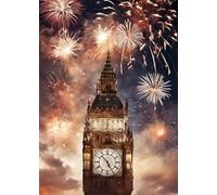 Jigsaw Puzzles 1000 Pieces for Adults, Big Ben under the Fireworks Jigsaw Puzzles, Elizabeth Tower Puzzle, Intellectual Challenge Puzzle Home Decor Finished Size 50x70cm