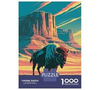 Jigsaw Puzzles 1000 Pieces for Adults Bison in Monument Valley Illustration Puzzles for Adults Fun Games Improve Memory Deal As Gifts for The Whole Family 70x50cm/1000pcs