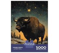 Jigsaw Puzzles 1000 Pieces for Adults Bison Under Starry Sky Puzzles for Adults Fun Games Improve Memory Deal As Gifts for The Whole Family 70x50cm/1000pcs