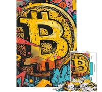 Jigsaw Puzzles 1000 Pieces for Adults Bitcoin Graffiti Jigsaws for Adults Relax Games Home Decoration Deal As Gifts for The Whole Family (Size 50x75cm)