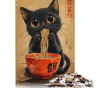 Jigsaw Puzzles 1000 Pieces for Adults Black Cat Eating Ramen Jigsaw Puzzles 1000 Pieces for Adults 1000pcs (75x50cm)