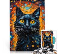 Jigsaw Puzzles 1000 Pieces for Adults Black Cat Painting Analysis and logic 26x38cm Educational Game for Birthday, Chrismas for Age 14+