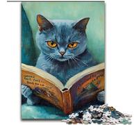 Jigsaw Puzzles 1000 Pieces for Adults Black Cat Reading Puzzle Family Bonding Activity, Unique Gift for Holidays & Birthdays 50X75CM