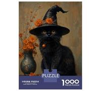 Jigsaw Puzzles 1000 Pieces for Adults Black Cat Witch Jigsaw Puzzle DIY Toys But Fun And Humorous Deal As Gifts for The Whole Family 38x26cm/1000pcs