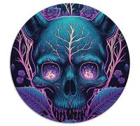 Jigsaw Puzzles 1000 Pieces for Adults Black Light Cat Skull 1000Pc Adults Round Jigsaw Puzzle Educational Brain Teaser, Artistic Home & Office Decor, 14+ Age 1000pcs (67.5x67.5cm)
