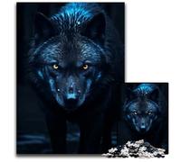 Jigsaw Puzzles 1000 Pieces for Adults Black Wolf Orange Eyes Challenging Puzzles for Teenagers Teens Ideal Birthday 1000 PCS(38x26cm)