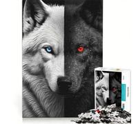 Jigsaw Puzzles 1000 Pieces for Adults Black Wolf with Blue Eyes, DIY Toys, Fun Activities at Home, Deal As Gifts for The Whole Family 50x75cm