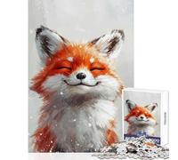 Jigsaw Puzzles 1000 Pieces for Adults Blissful Fox Smile Toy Wall Decor Gifts for Women Men Relaxing Games Artists Collection, Fine Art Size 38x26cm