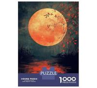 Jigsaw Puzzles 1000 Pieces for Adults Blood Moon Over Water Jigsaw for Adults Fun Games Presents for Women Help The Brain Exercise 52x38cm/1000pcs