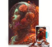 Jigsaw Puzzles 1000 Pieces for Adults Blood Red Floral Astronaut, DIY Toys, Fun Activities at Home, Deal As Gifts for The Whole Family 38x26cm