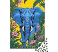 Jigsaw Puzzles 1000 Pieces for Adults Blue Elephant Art Print Adult Puzzles Toy Wall Decor But Fun And Humorous Help The Brain Exercise 38x26cm/1000pcs