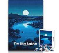 Jigsaw Puzzles 1000 Pieces for Adults Blue Lagoon Iceland Soothing Relaxing Leisure Time Accurate Interlock Precision Toy Size 38x52cm