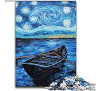 Jigsaw Puzzles 1000 Pieces for Adults Boat Under The Night Sky Wooden Jigsaw 50X75CM Home Decor Brain Teaser Game for Teenagers & Family Interaction