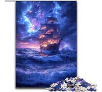 Jigsaw Puzzles 1000 Pieces for Adults Boats Under The Night Sky Made of Wood, Perfect DIY Art Decor Or Birthday Gift 50x75cm for Birthday Holiday Christmas