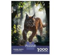 Jigsaw Puzzles 1000 Pieces for Adults Bobcat in The Forest Jigsaw for Adults Anti-Stress Toys Birthday Present Stress Reduction Gifts 38x26cm/1000pcs