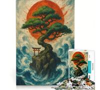 Jigsaw Puzzles 1000 Pieces for Adults Bonsai Tree Island with Torii Gate, Educational Game, Hand Speed Race, Birthday Present,Travel Gifts, 38x52cm