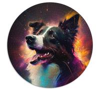 Jigsaw Puzzles 1000 Pieces for Adults Border Collie 1000 Piece Round Jigsaw Ideal DIY Decor & Brain Teaser Gift 67.5x67.5cm