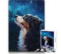 Jigsaw Puzzles 1000 Pieces for Adults Border Collie Rain Pixel Toy Intellectual Game Improve Memory Anti-Stress Toys Size 50x75cm