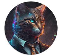 Jigsaw Puzzles 1000 Pieces for Adults Boss Bengal Cat Round Cardboard Puzzles Family Interaction & Brain Challenge,Family Activity Challenge (67.5x67.5cm)