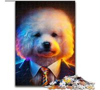 Jigsaw Puzzles 1000 Pieces for Adults Boss Bichon Frise Made of Wood, Fun at Home Activities, Birthday Present, Travel Gifts 50x75cm for Family Interactive Game