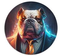 Jigsaw Puzzles 1000 Pieces for Adults Boss Bulldog 1000 Piece Round Jigsaw Skill Level Beginner, Great for Birthday 67.5x67.5cm
