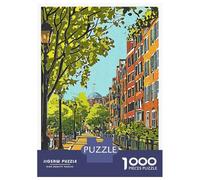 Jigsaw Puzzles 1000 Pieces for Adults Boston Cityscape Jigsaw Puzzle Anti-Stress Toys Home Decoration Help The Brain Exercise 38x26cm/1000pcs