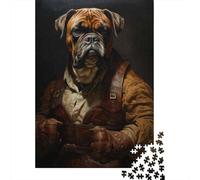 Jigsaw Puzzles 1000 Pieces for Adults Boxer Dog Portrait Painting Adult Puzzles Relaxing Games Difficult Hard Deal As Gifts for The Whole Family 52x38cm/1000pcs