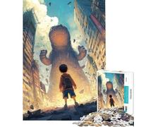 Jigsaw Puzzles 1000 Pieces for Adults Boy And Giant Monster in Ruined City Fun Activities at Home Stress Reliever Brain Teaser Game for Age 14+ Game (38x52cm)