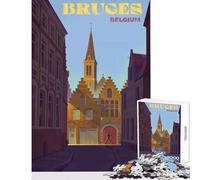 Jigsaw Puzzles 1000 Pieces for Adults Bruges, Belgium Cityscape Adult Jigsaw Puzzles Precision Cutting Challenging To Complete Toy Intellectual Game (38x52cm)